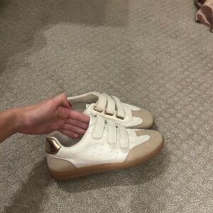 Stylish Cream and Gold Sneakers